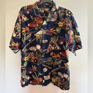 Consensus Sportswear Blue Pool Hall Billiards Hawaiian Shirt XL